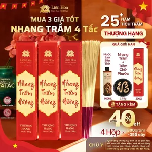 Nhang Trầm Hương Thượng Hạng 39cm (4 Tấc) 300g Liên Hoa [Mua 3 Tặng 3] – Ít Khói, Nhang Sạch
