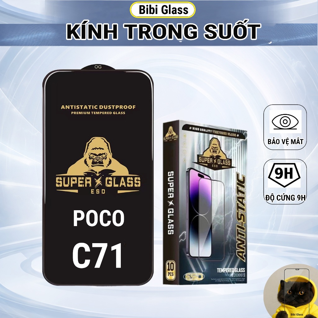Kính cường lực Poco C71 trong suốt cao cấp miếng dán bảo vệ màn hình điện thoai sharkcase