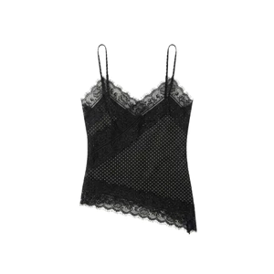 TUBYCATU Áo 2 Dây Chấm Bi Viền Ren Chic Lace Dot Cami Vạt Xéo Sang Trọng Quyến Rũ