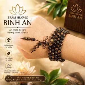 Vòng Tay Trầm Hương 108 Hạt Hội An Cao Cấp 6mm/7mm/8mm - Chuỗi Hạt Đeo Cổ, Quấn Tay Phong Thủy Nam Nữ