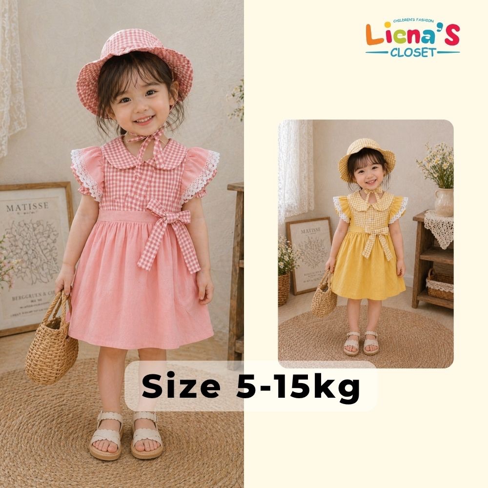 Váy Tiểu Thư Kèm Mũ Cho Bé Gái Đi Chơi Từ 5-15Kg