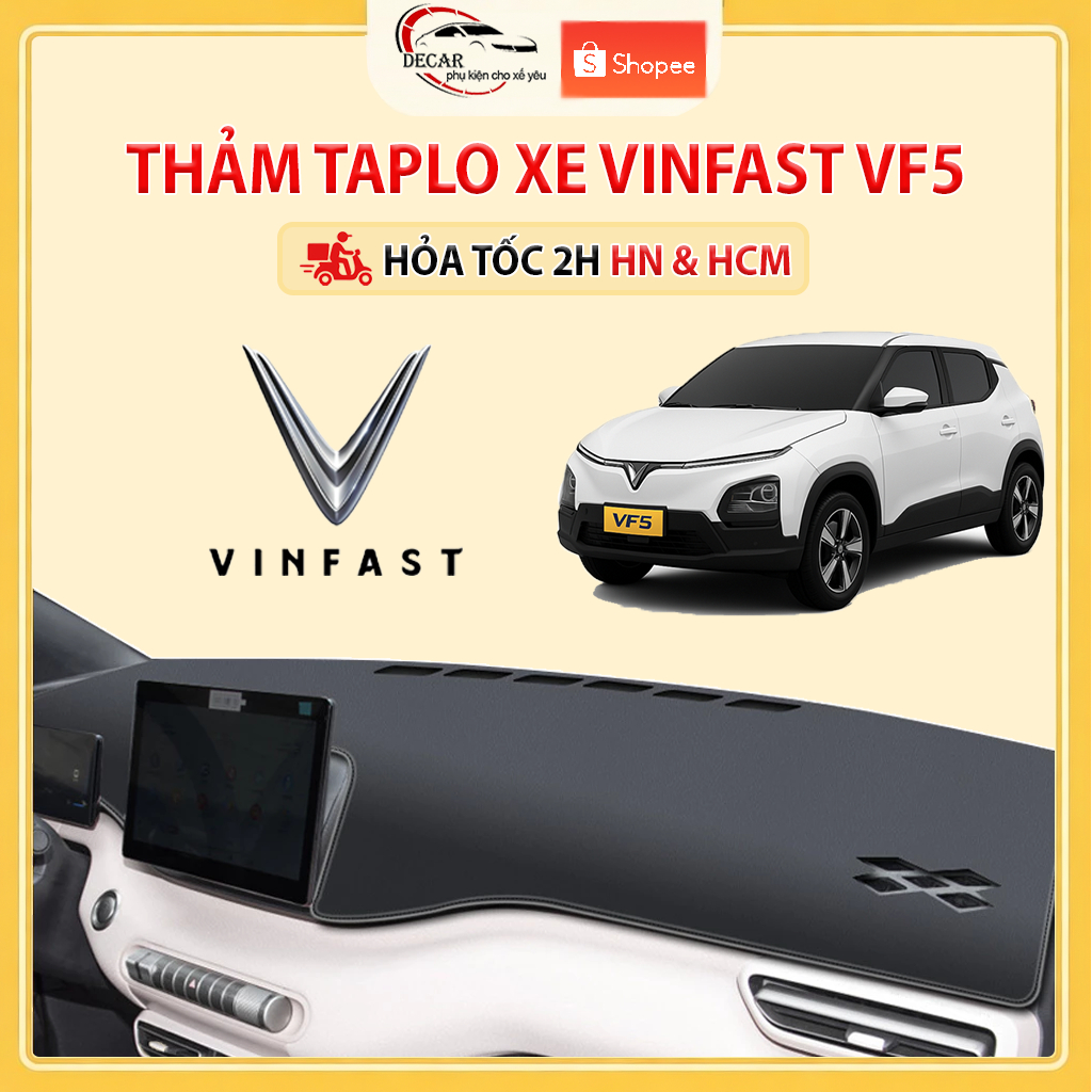 Thảm Taplo Ô Tô Da Cacbon, Nhung Lông Cừu Cao Cấp Xe Vinfast VF5 Chống Nắng, Chống Trượt, Giảm Nhiệt Bảo Vệ Taplo