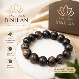 Vòng Tay Trầm Hương Sánh Chìm Tròn Đơn Cao Cấp - Gỗ Trầm Tự Nhiên Quảng Nam Cho Nam Nữ, Phong Thủy Bình An