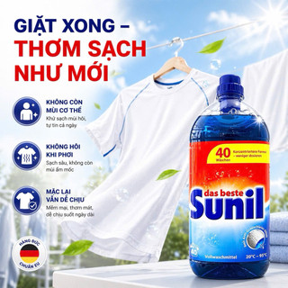 Nước Giặt Sunil Đức 2L Đậm Đặc – Giặt Sạch Sâu Khử Mùi Mạnh, Thơm Lâu Chuẩn EU