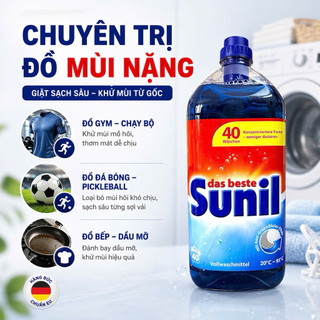 Nước Giặt Sunil Đức 2L Đậm Đặc – Giặt Sạch Sâu Khử Mùi Mạnh, Thơm Lâu Chuẩn EU