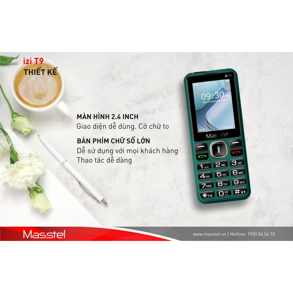 [Chính hãng] Điện Thoại Masstel Izi T9 4G Fullbox Mới - Hàng Công Ty Bảo Hành 12 Tháng