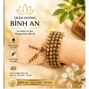 Vòng Tay Trầm Hương 108 Hạt Quảng Nam Tự Nhiên (6mm-8mm) - Chuỗi Trầm Hương Đeo Tay, Đeo Cổ Bình An, Tài Lộc Cho Nam Nữ