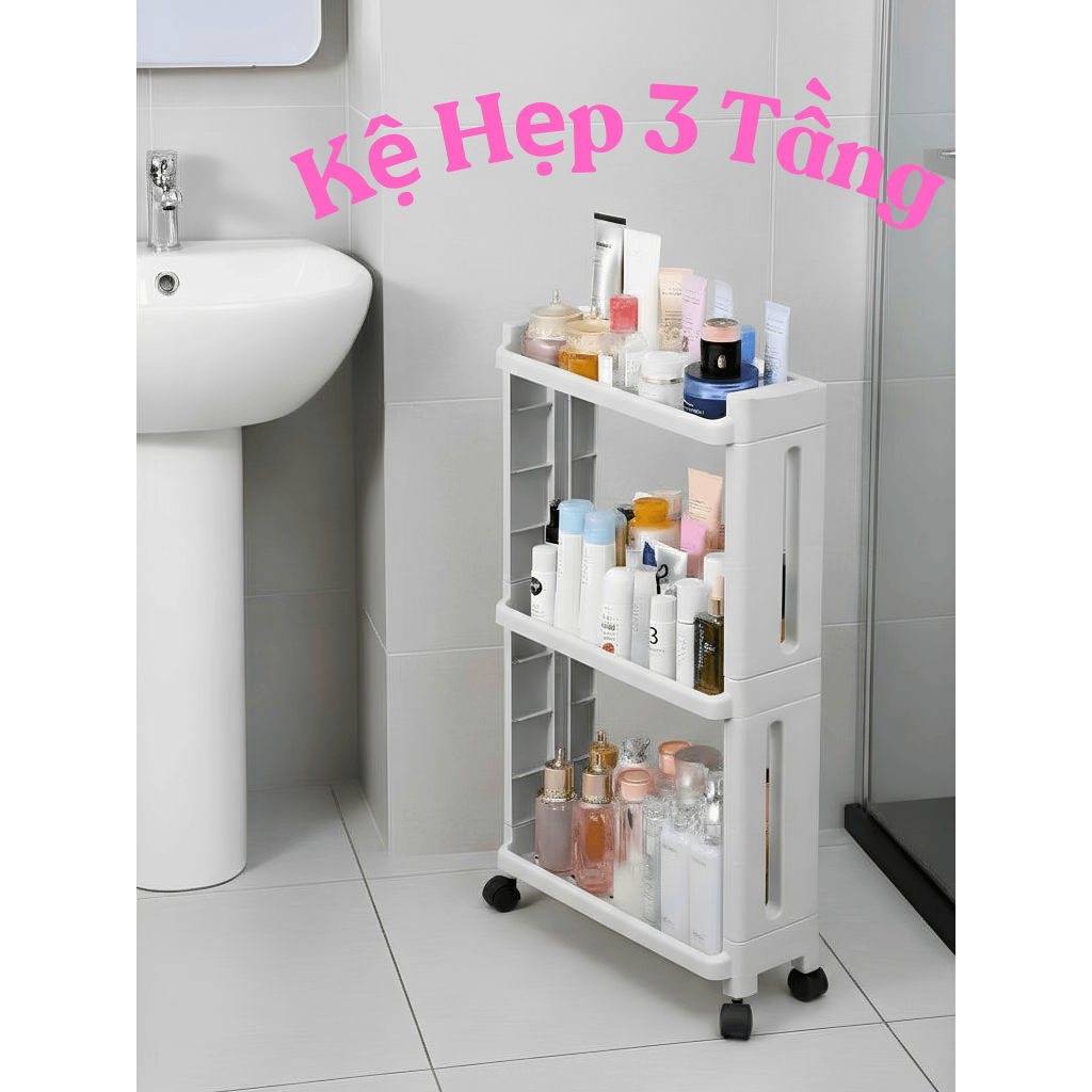 Kệ COZY HOME – Kệ Hẹp Di Động 4 Tầng Đa Năng Có Bánh Xe • Nhựa PP Cao Cấp