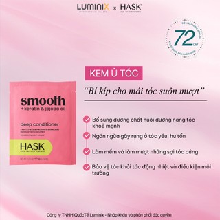 Kem Ủ Tóc HASK Keratin Smooth 50ml-Cấp Ẩm Chuyên Sâu,Phục Hồi Tóc Xơ Nát,Mỏng Yếu,Giúp Tóc Suôn Mượt,Bóng Khỏe [33307AA]