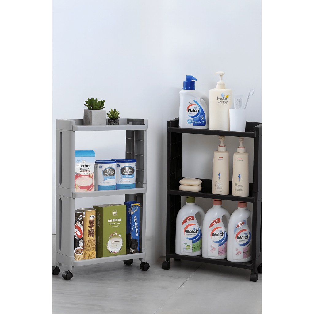 Kệ COZY HOME – Kệ Hẹp Di Động 4 Tầng Đa Năng Có Bánh Xe • Nhựa PP Cao Cấp