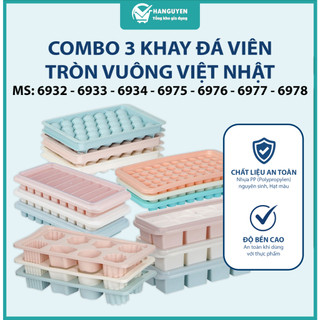 Combo 3 khay làm đá 50v, 33v, 16v, 9v, 8v nhựa viên có nắp Việt Nhật - 6932, 6933, 6934, 6921, 6978, 6975, 6976, 6977