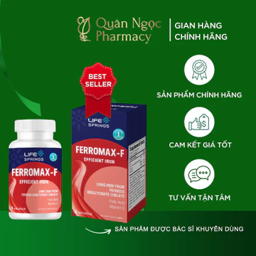 [CHÍNH HÃNG] Bổ máu Life Springs FERROMAX - F Bổ sung sắt hữu cơ nano sắt hỗ trợ cải thiện thiếu máu do thiếu sắt Lọ 30v