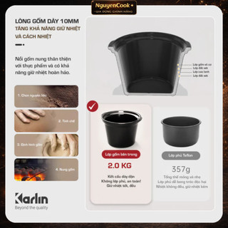 [Chính Hãng] Nồi Nấu Chậm Karlin SC35 3.5L – Lòng Gốm Cao Cấp, 3 Mức Nhiệt, Tiết Kiệm Điện 200W