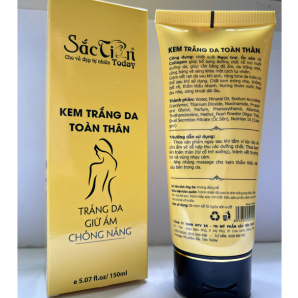 Kem Dưỡng Thể Sắc Tiên Today - Nâng Tông Tức Thì, Da Trắng Mịn, Bảo Vệ Da Hiệu Quả (Vàng)