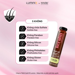 Dầu Dưỡng Tóc HASK Keratin Smooth Oil 18ml-Phục Hồi Tóc Hư Tổn,Bảo Vệ Tóc Khỏi Nhiệt Giúp Tóc Mượt, Bóng Khoẻ [32377AA]