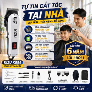 Tông Đơ Cắt Tóc Kizu K859 Chính Hãng, Tăng Đơ Cắt Tóc Nam Cao Cấp, Lưỡi Sắc, Màn Hình LED