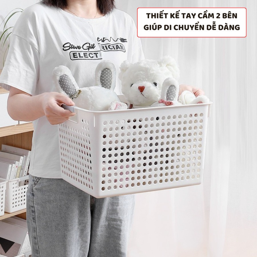 Giỏ Nhựa Đựng Đồ Đa Năng Có Tay Cầm Rổ Nhựa Đựng Quần Áo Đồ Chơi Mỹ Phẩm Tủ Quần Áo Nhà Tắm Titihome
