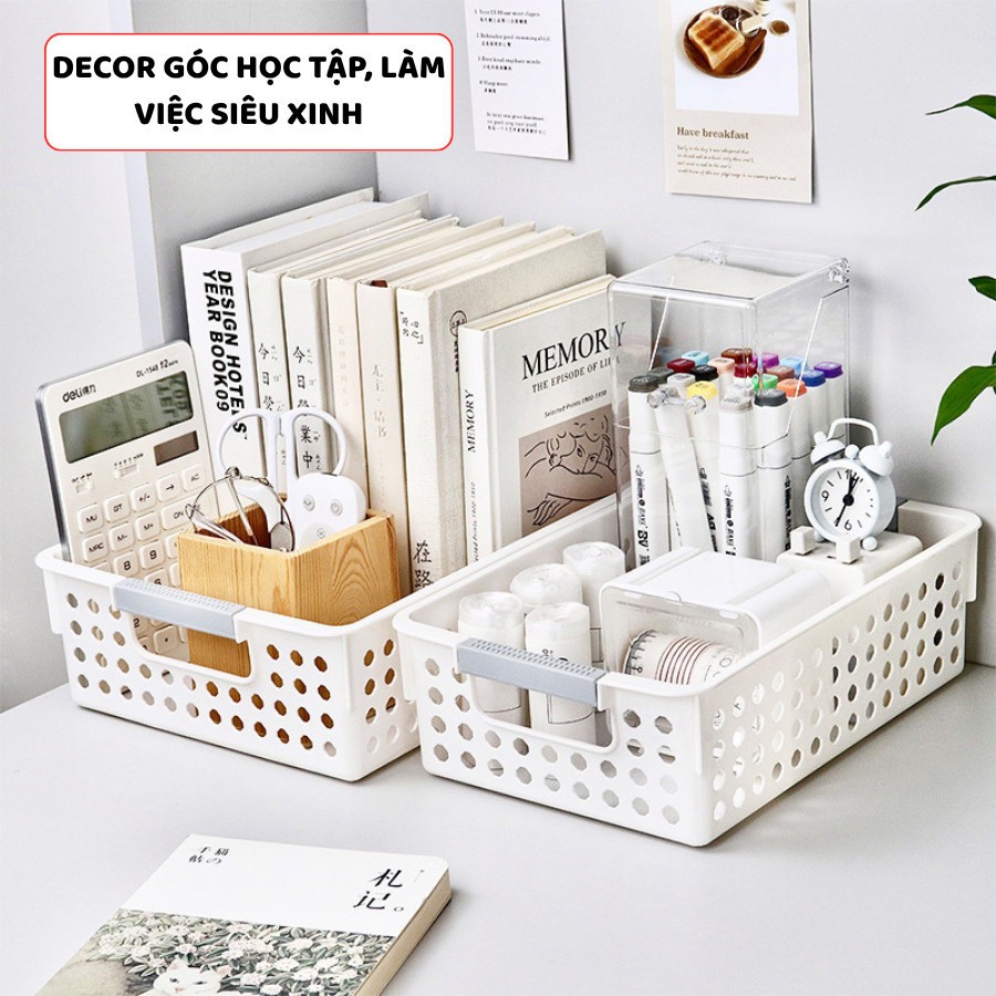 Giỏ Nhựa Đựng Đồ Đa Năng Có Tay Cầm Rổ Nhựa Đựng Quần Áo Đồ Chơi Mỹ Phẩm Tủ Quần Áo Nhà Tắm Titihome