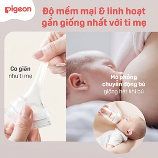 Núm ty Pigeon siêu mềm chống sặc đầy hơi cho bé sơ sinh cho bình sữa cổ rộng chính hãng - núm ti Vỉ