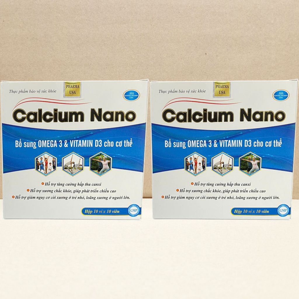 Combo 3 Hộp Calcium Nano Xanh Dương 100 Viên - Rostex - Vinaphar - Vitamin Chữa Lành