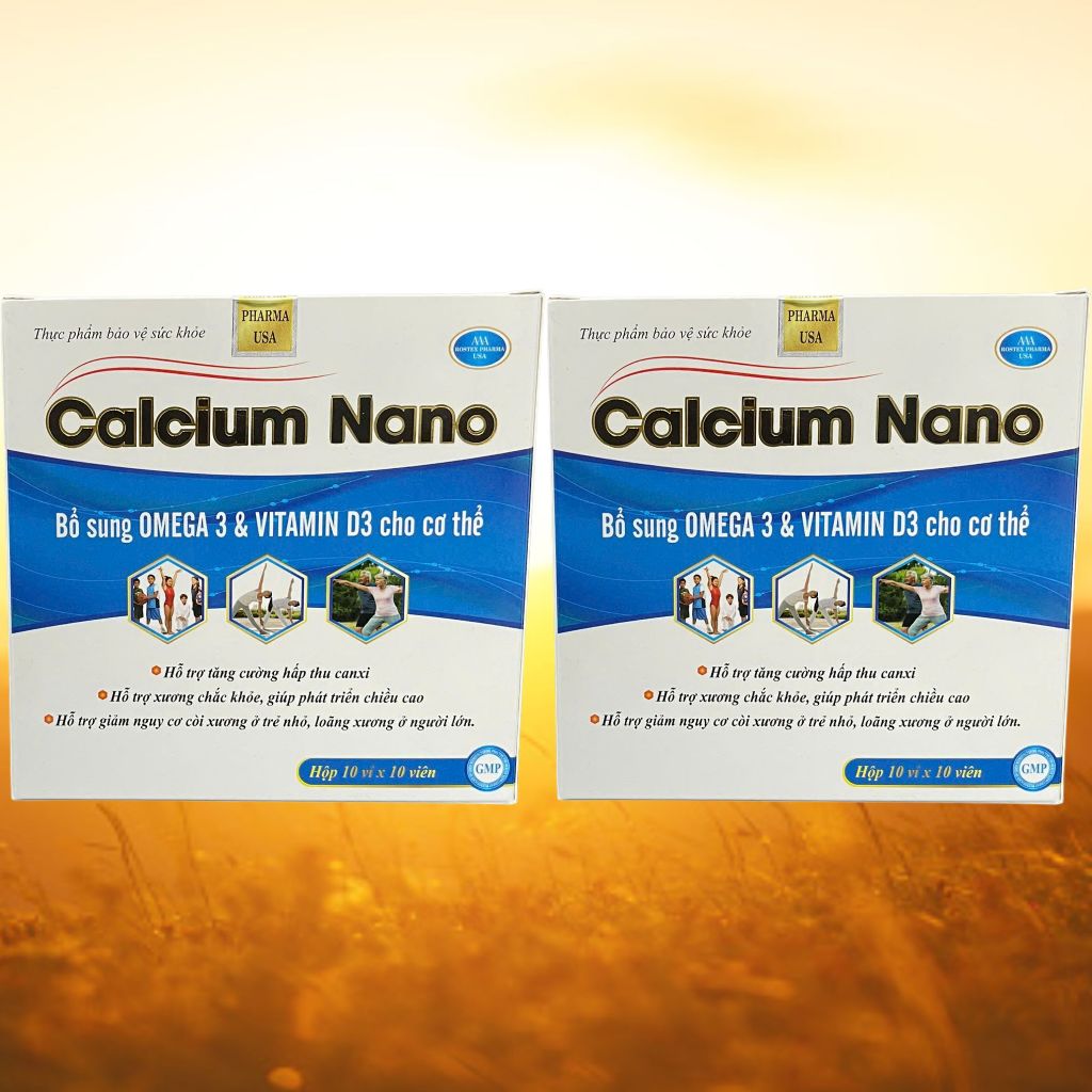 Combo 5 Hộp Calcium Nano Xanh Dương 100 Viên - Rostex - Vinaphar - Vitamin Thanh Lọc
