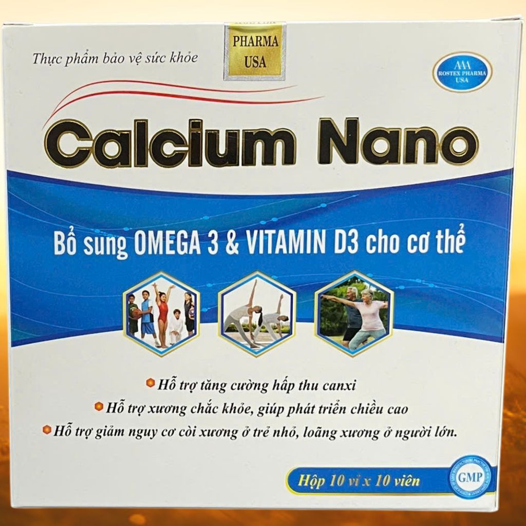 Calcium Nano Xanh Dương 100 Viên - Rostex - Vinaphar - Vitamin Thanh Lọc
