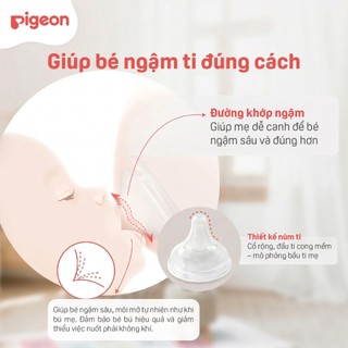 Núm ty Pigeon siêu mềm chống sặc đầy hơi cho bé sơ sinh cho bình sữa cổ rộng chính hãng - núm ti Vỉ