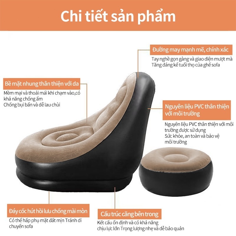 Ghế lười sofa dày ký túc xá đơn lẻ di động cắm trại lười sofa bơm hơi có thể nằm