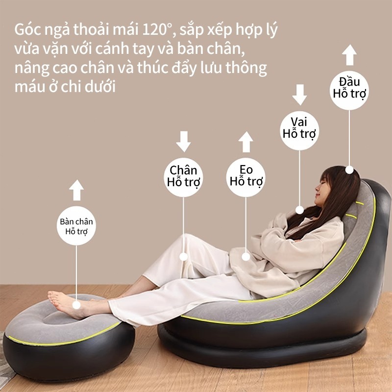 Ghế lười sofa dày ký túc xá đơn lẻ di động cắm trại lười sofa bơm hơi có thể nằm