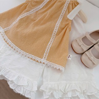 Quần áo trẻ em, Set thô caro vàng quần suông bé gái 9-26kg S2141 Tiểu Yến KID