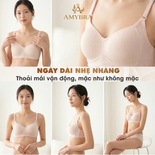 [ BST HÈ ] Combo Áo Ngực Nữ Cotton Gân Không Gọng, Set Áo Lót Nữ Mềm Mại Thoáng Khí AMYBRA A414