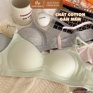 [ BST HÈ ] Combo Áo Ngực Nữ Cotton Gân Không Gọng, Set Áo Lót Nữ Mềm Mại Thoáng Khí AMYBRA A414