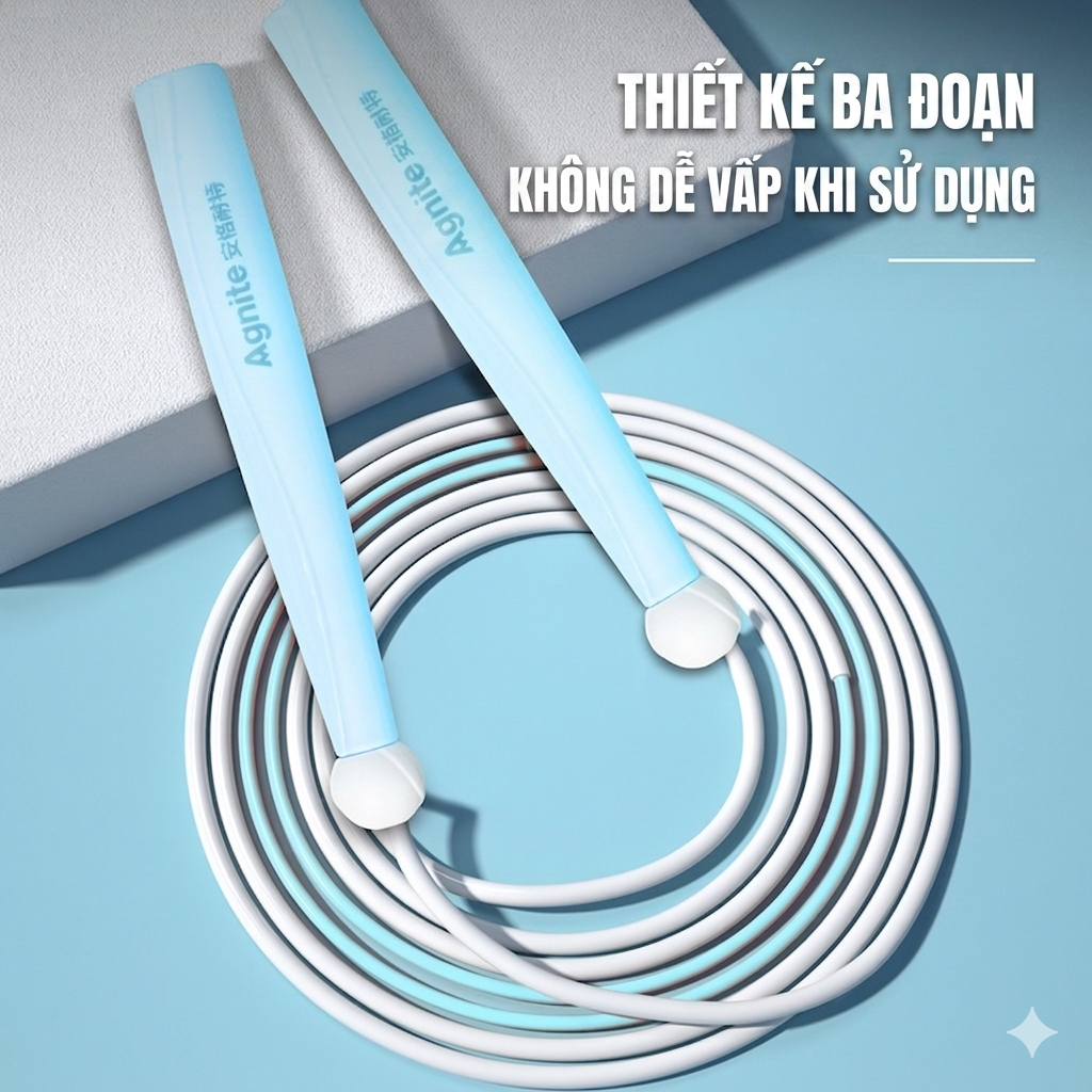Dây nhảy lõi PVC, dây nhảy nhựa cao cấp chính hãng Agnite, siêu nhẹ, điều chỉnh độ dài dây dễ dàng sử dụng