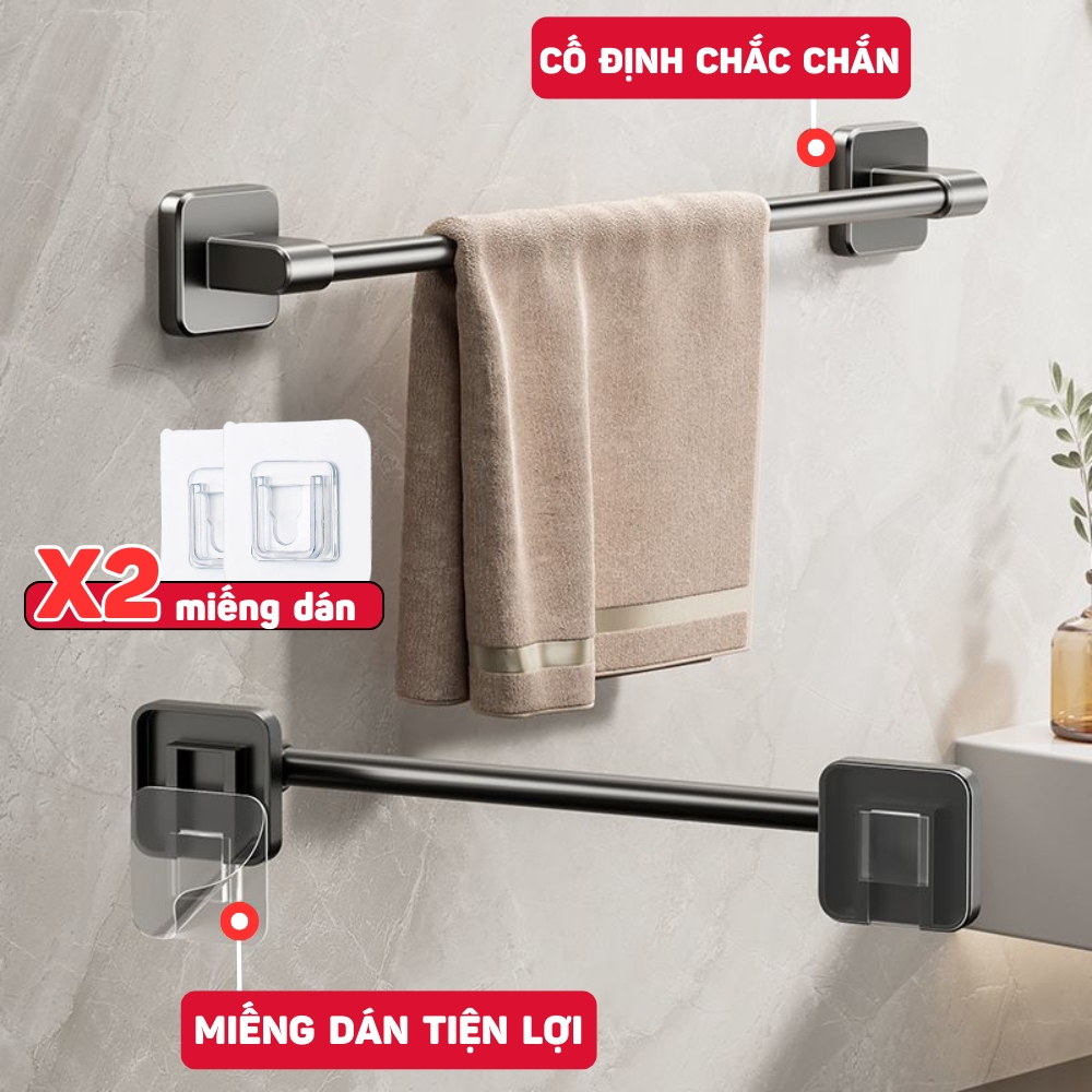 Thanh treo khăn nhà tắm dán tường, chất liệu nhôm cao cấp không gỉ TitiHome