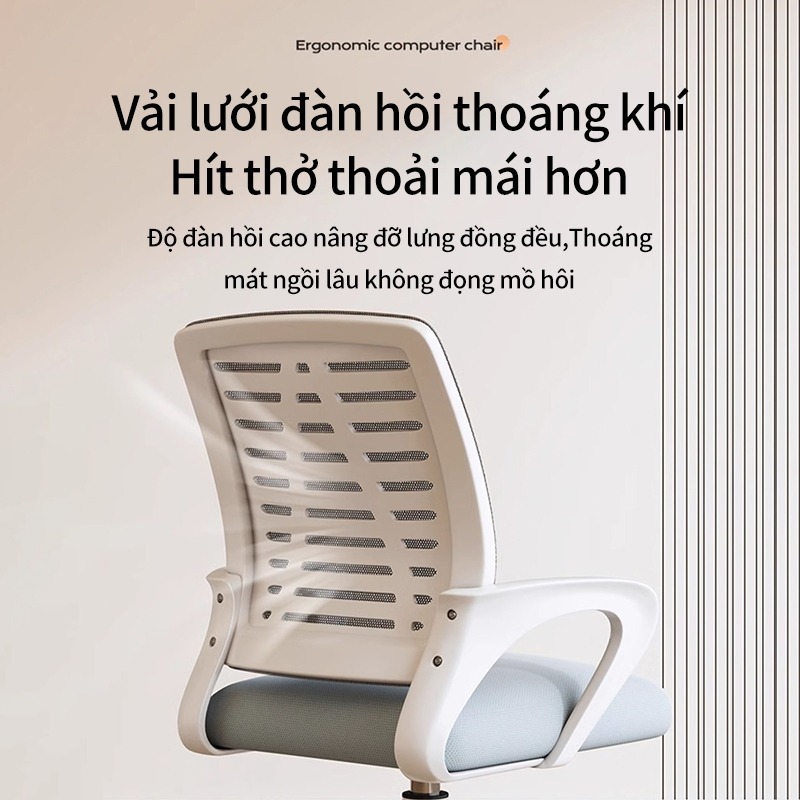 Ghế xoay văn phòng 360 độ cao cấp có gối, nệm mềm, tựa lưng lưới thông thoáng sạch sẽ