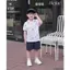 Bộ quần áo polo cộc tay họa tiết XE tinh nghịch,chất áo cotton co giãn phối quần kaki mềm mại cho bé đi học