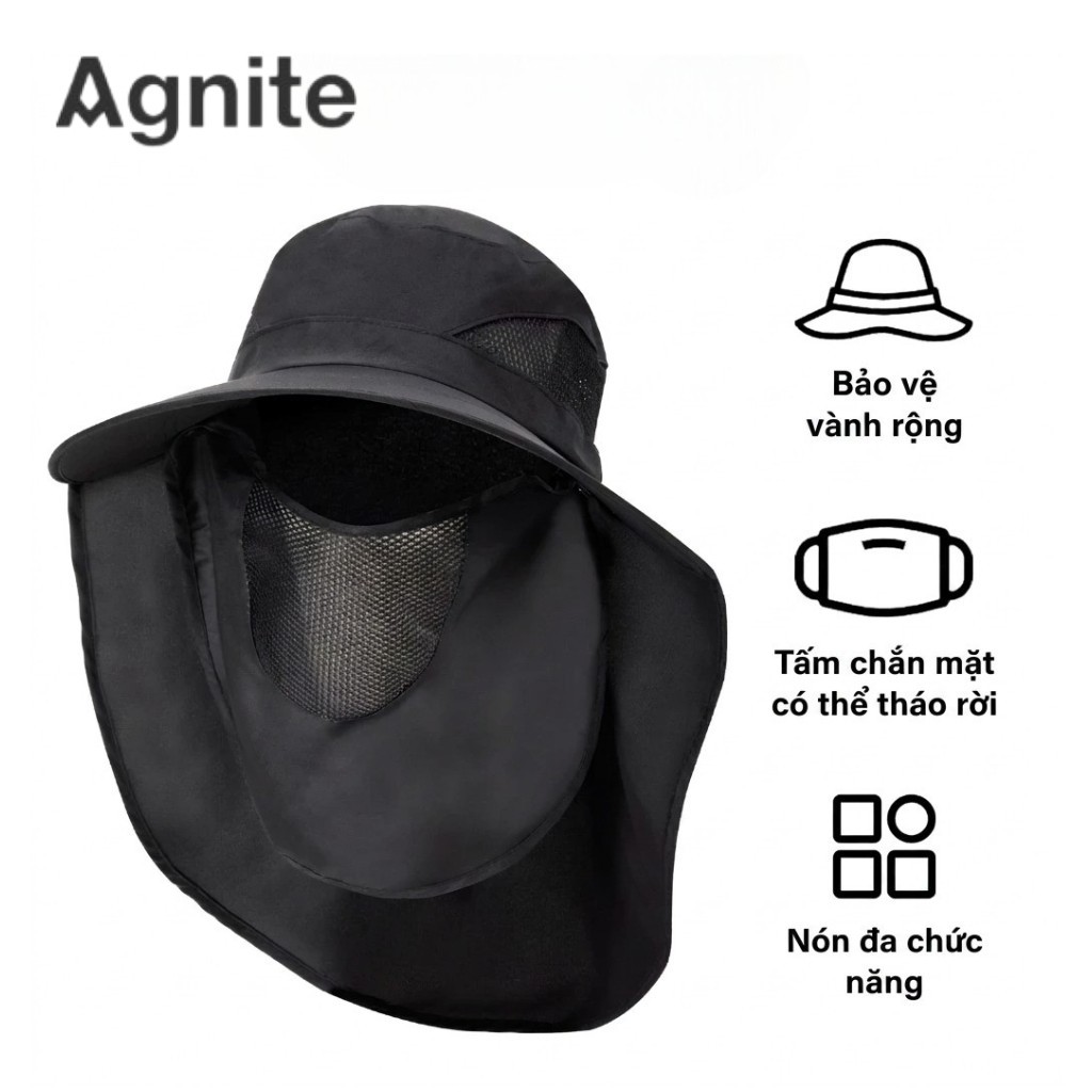 Mũ Chống Nắng Agnite UPF 50+ Chống Tia UVA/UVB Thiết Kế Lưới Thoáng Mát Tháo Rời Dùng Khi Đi Bộ Xuyên Rừng Làm Vườn