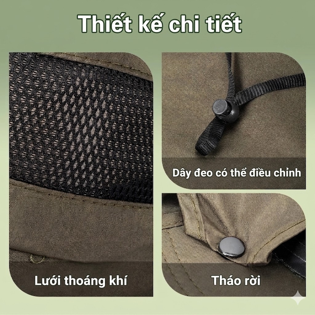 Mũ Chống Nắng Agnite UPF 50+ Chống Tia UVA/UVB Thiết Kế Lưới Thoáng Mát Tháo Rời Dùng Khi Đi Bộ Xuyên Rừng Làm Vườn