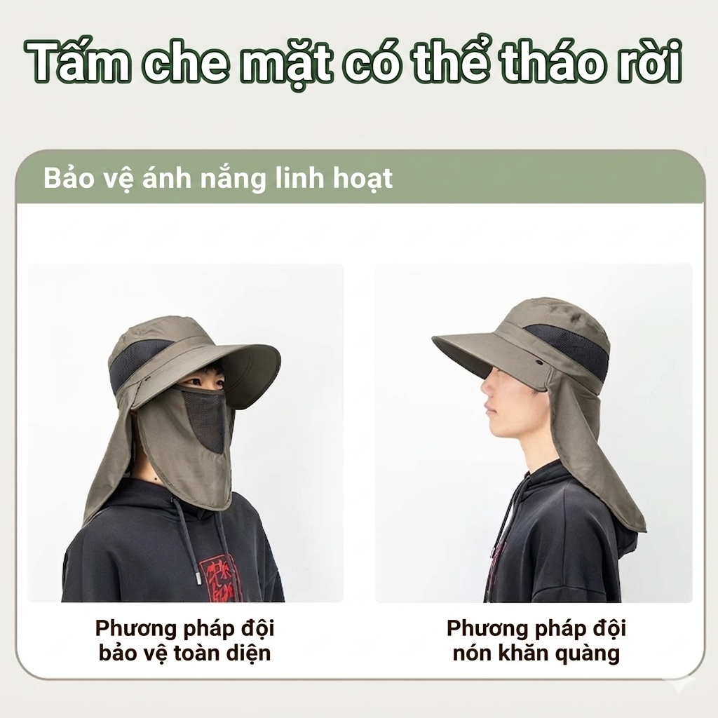 Mũ Chống Nắng Agnite UPF 50+ Chống Tia UVA/UVB Thiết Kế Lưới Thoáng Mát Tháo Rời Dùng Khi Đi Bộ Xuyên Rừng Làm Vườn