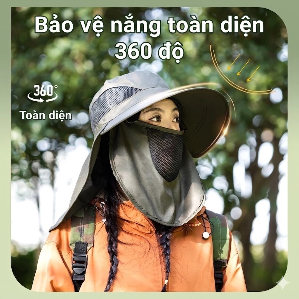 Mũ Chống Nắng Agnite UPF 50+ Chống Tia UVA/UVB Thiết Kế Lưới Thoáng Mát Tháo Rời Dùng Khi Đi Bộ Xuyên Rừng Làm Vườn