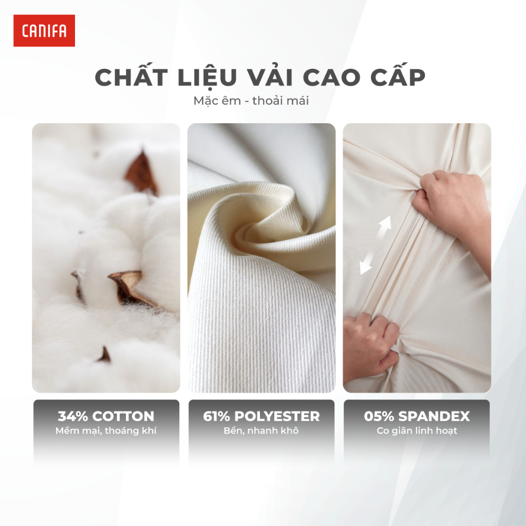 Áo polo nam CANIFA cộc tay cổ bẻ form regular họa tiết trơn basic DQ PS26 8TP26A005