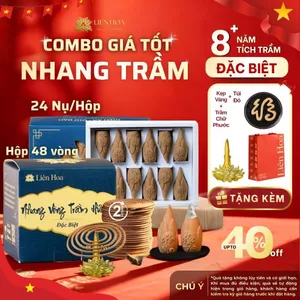 – Nhang Trầm Liên Hoa Đặc Biệt | Nhang Vòng 2H + Nụ Trầm Liên Hoa | 8+ Năm tích trầm