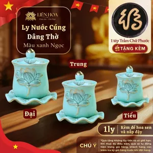 Ly Nước Thờ Phật Có Nắp Đế Hoa Sen Màu Đỏ | Ly Nước Bàn Thờ, Ly Nước Cúng Gốm Sứ Cao Cấp