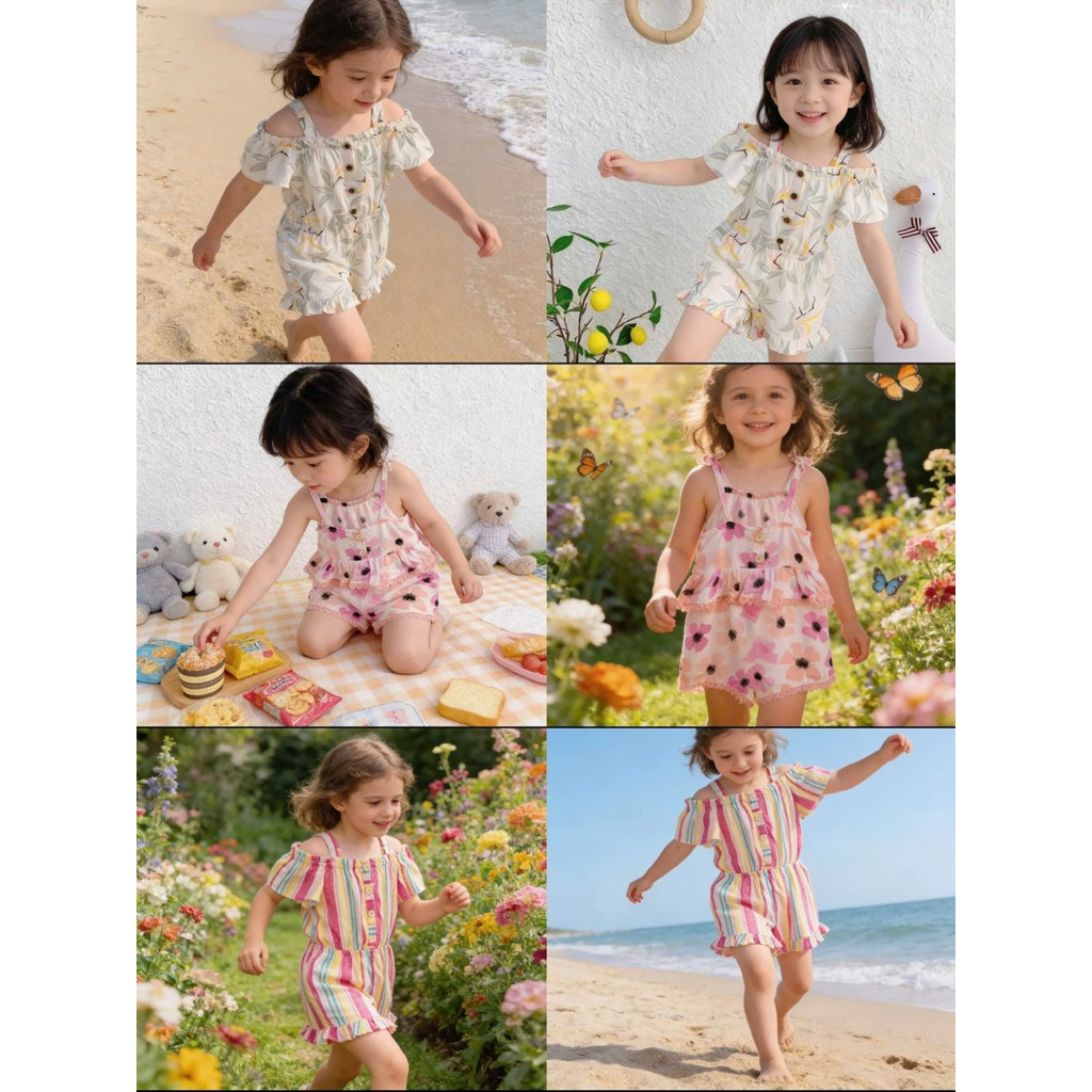 Jumpsuit Bé Gái Xuất Dư F0817 – Đồ Liền Thân Cho Bé 9–25kg, Hàng Xịn Xò, Siêu Xinh
