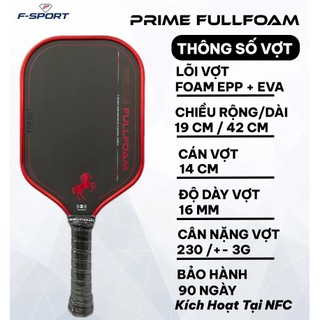 (Chính Hãng) Vợt Pickleball F-Sport FULL FOAM, Carbon Nhám Tạo Xoáy, Lõi Foam, Đánh Êm, Ít Rung, Kiểm Soát Vượt Trội