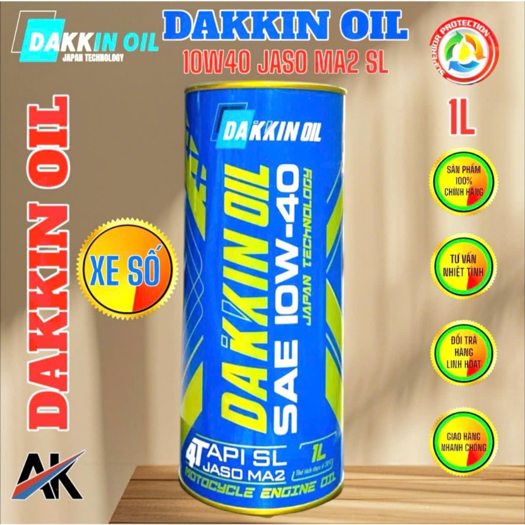 Dầu Nhớt DAKKIN OIL SAE 10W40 API SL JASO MA2 Cho Xe Máy 4T