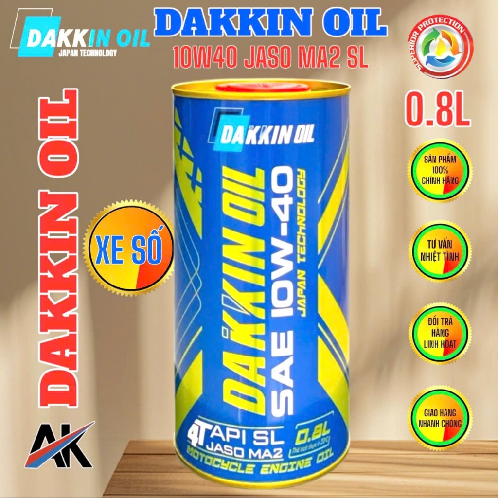 Dầu Nhớt DAKKIN OIL SAE 10W40 API SL JASO MA2 Cho Xe Máy 4T