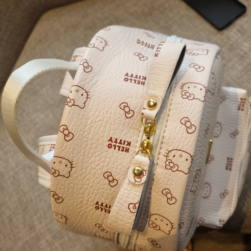 Balo Hello Kitty Cao Cấp ZuZang Da PU Size Lớn Màu Trắng Thời Trang Đi Học Đi Làm Bền Đẹp