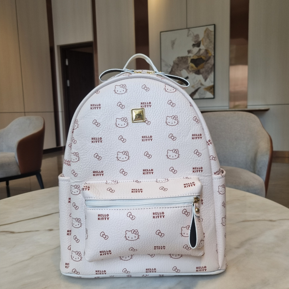 Balo Hello Kitty Cao Cấp ZuZang Da PU Size Lớn Màu Trắng Thời Trang Đi Học Đi Làm Bền Đẹp