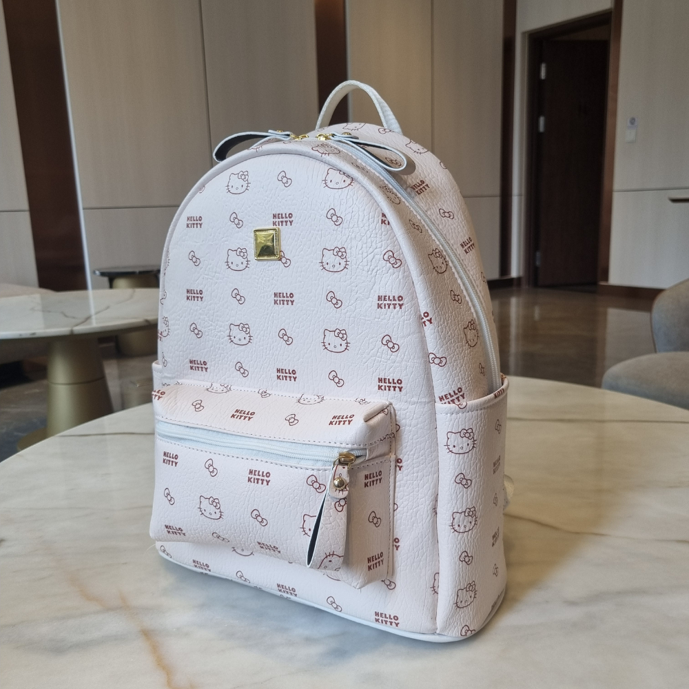 Balo Hello Kitty Cao Cấp ZuZang Da PU Size Lớn Màu Trắng Thời Trang Đi Học Đi Làm Bền Đẹp
